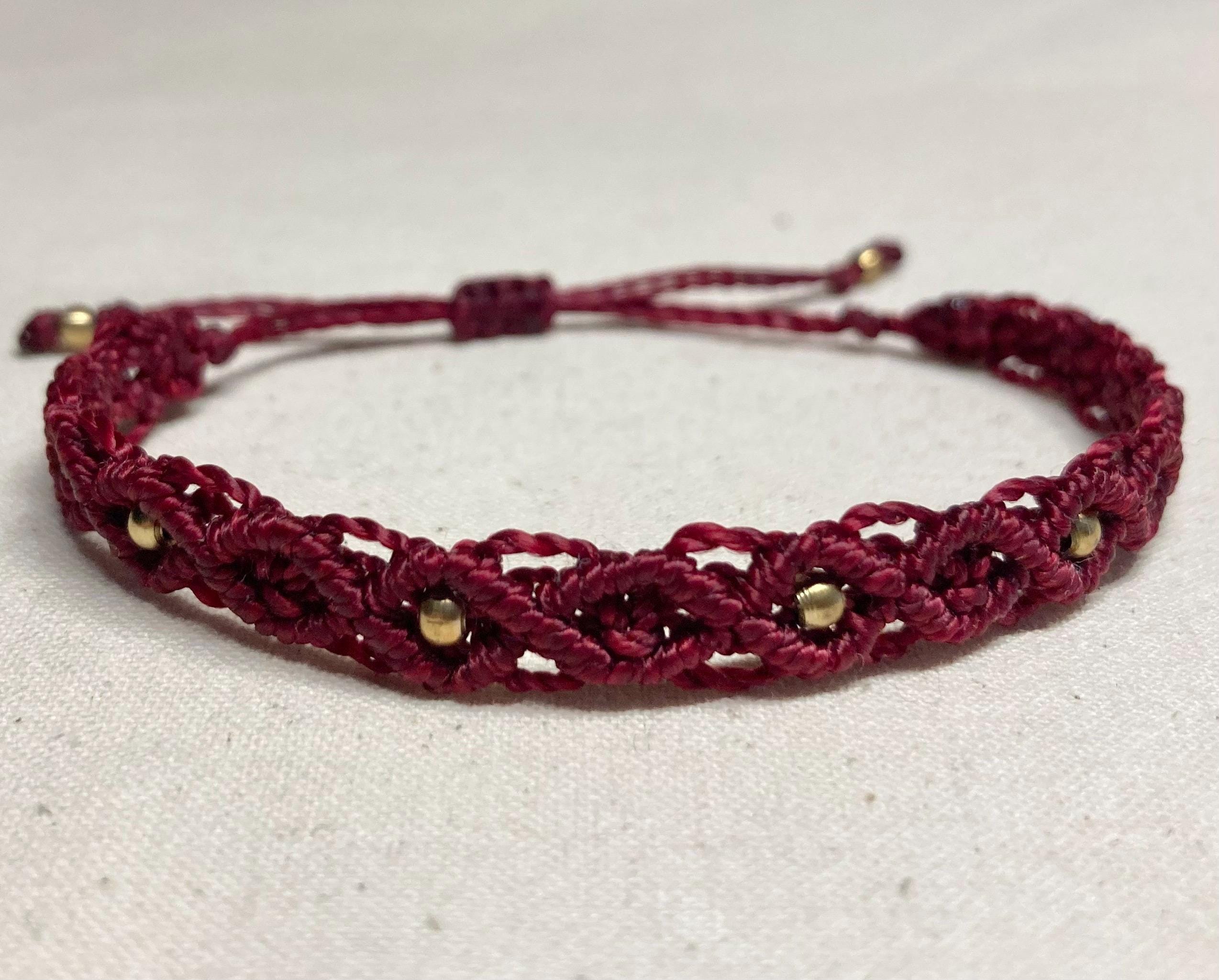 Micromacrame Adjustable Bracelet Brass Beads