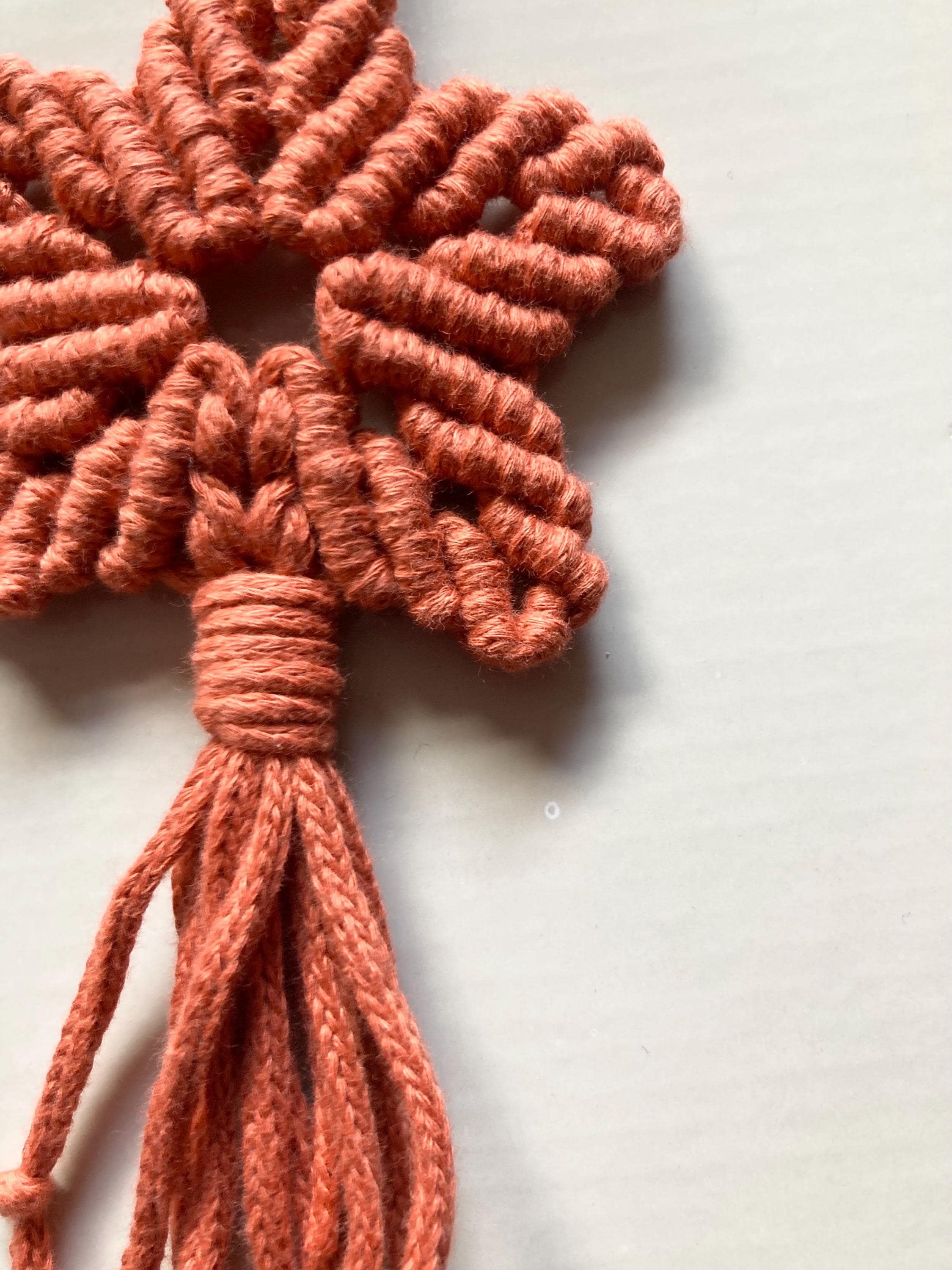 Terracotta Orange Macrame Hanging Star: Boho window/door accessory, hippy, teacher gift.
