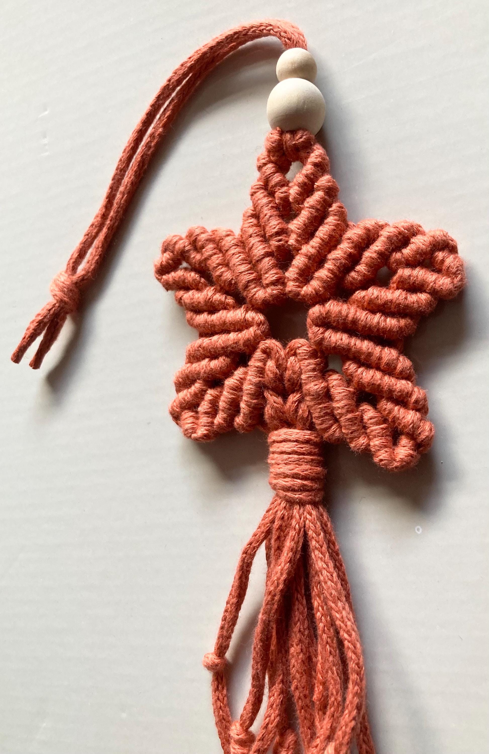 Terracotta Orange Macrame Hanging Star: Boho window/door accessory, hippy, teacher gift.