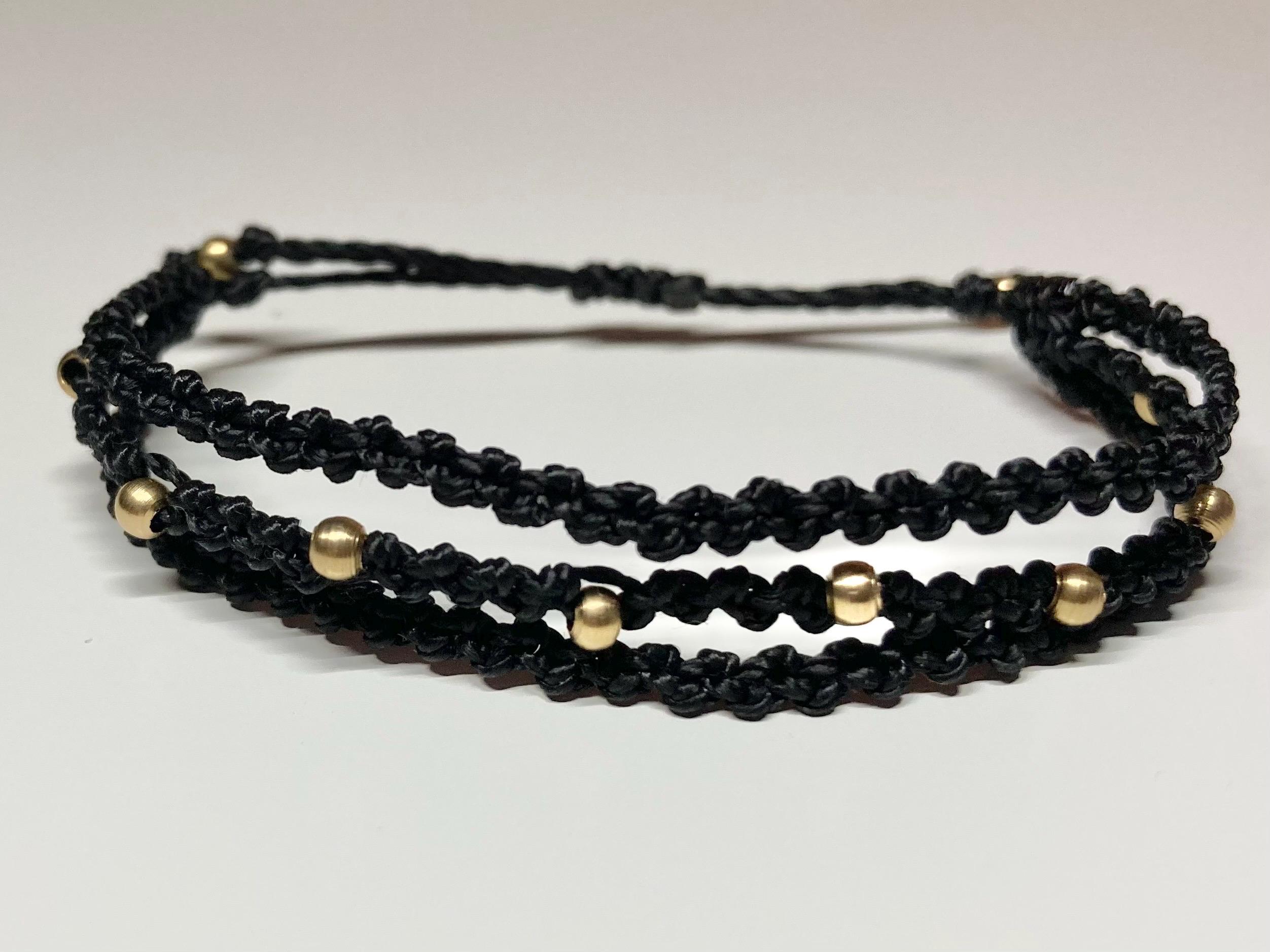 Adjustable bracelet with small brass beads, festival, macrame jewellery