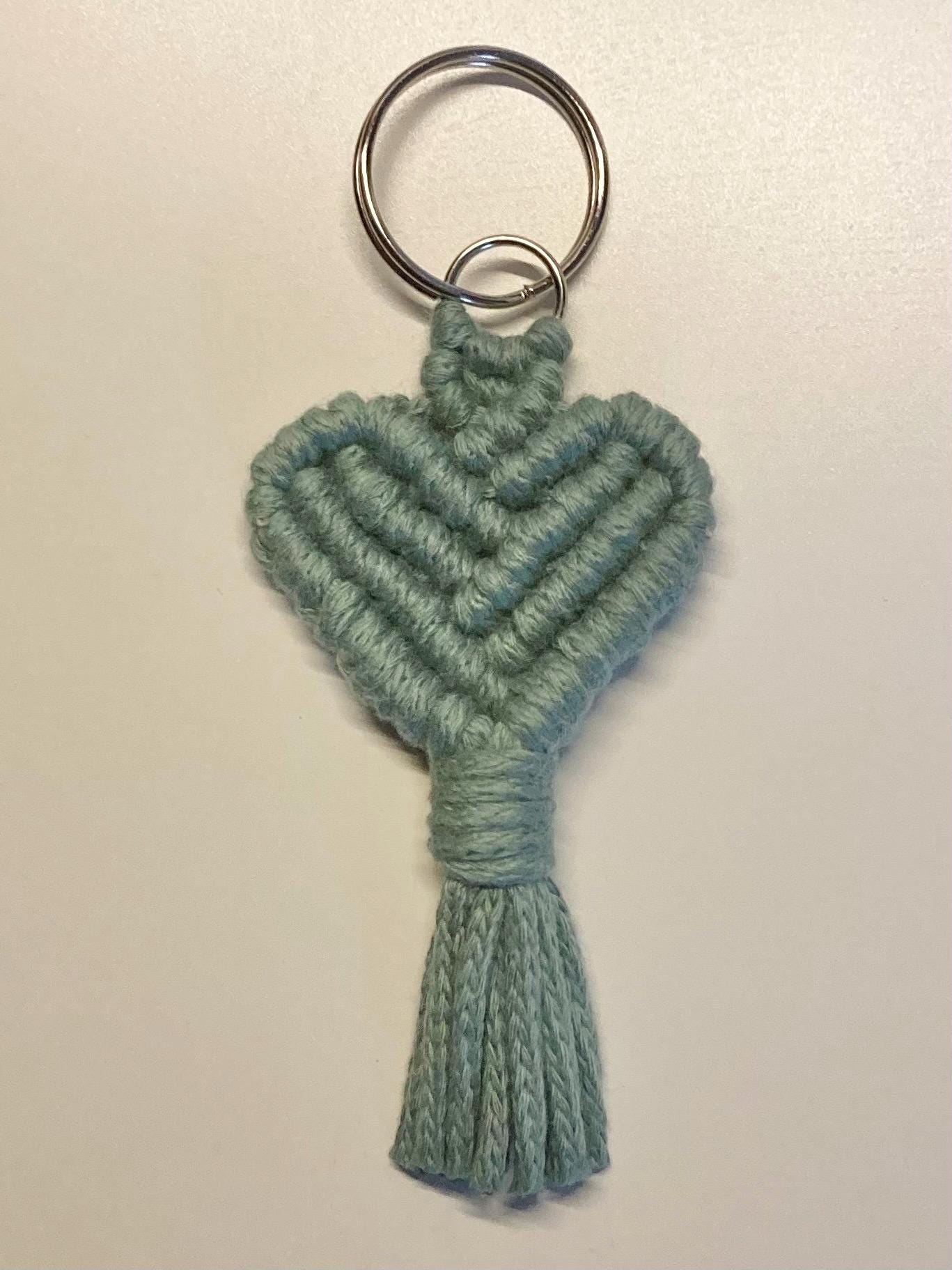 Macrame heart keyring, boho keychain, colourful accessory, teacher gift.