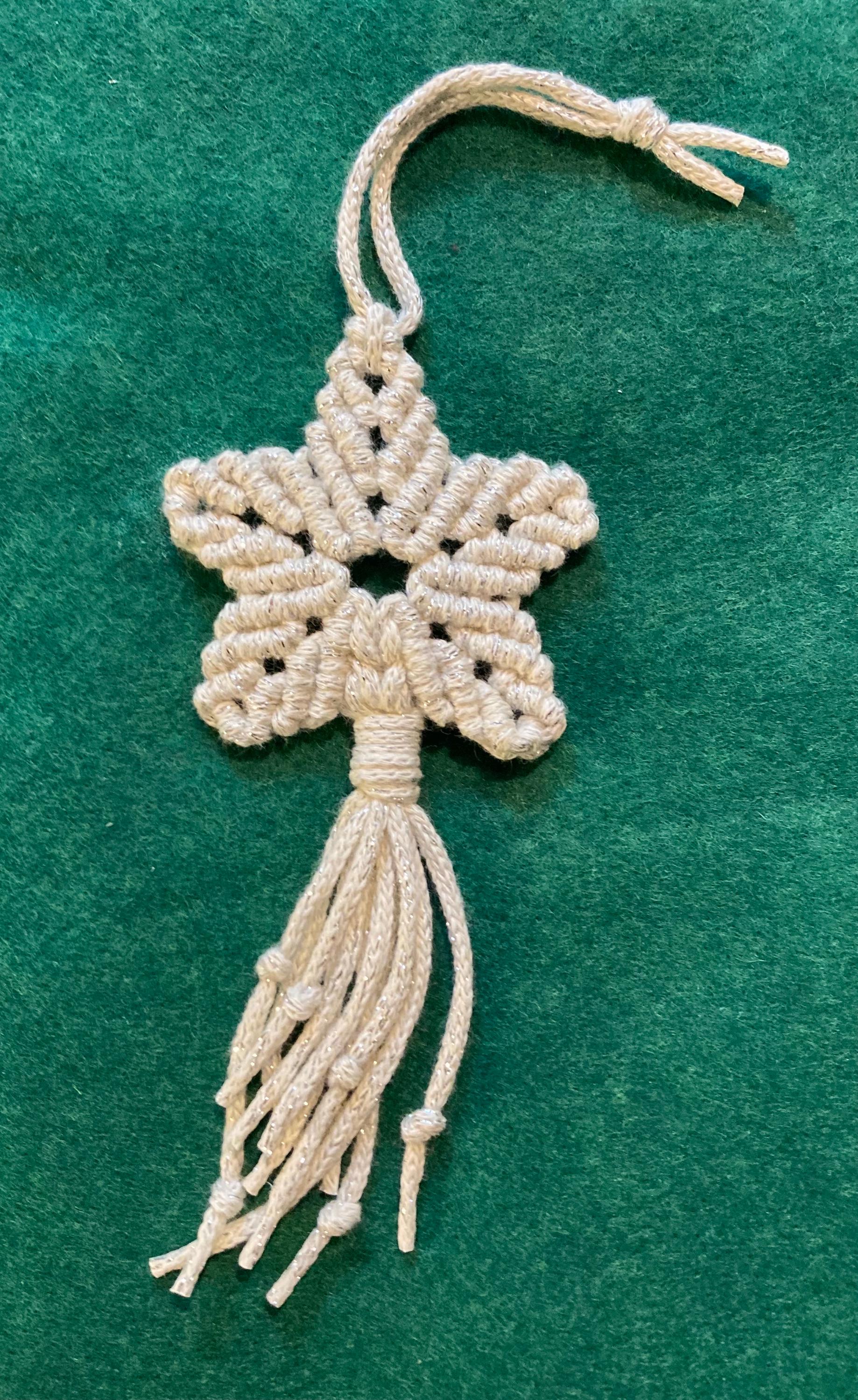 Cream Glitter Macrame Star Christmas Decor