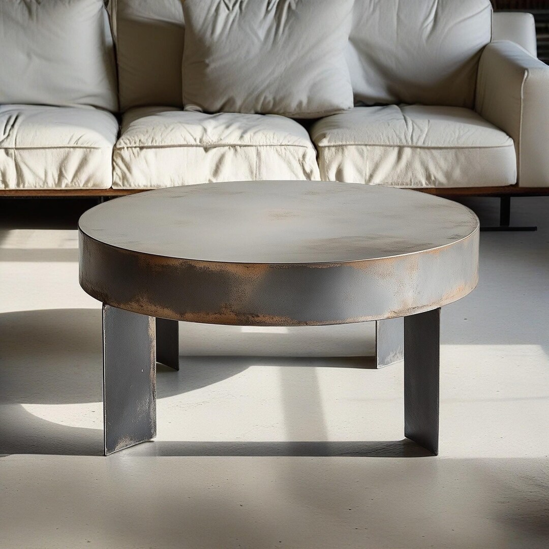 Round Metal Coffee Table, Drum Coffee Table, Metal Drum Coffee Table ...
