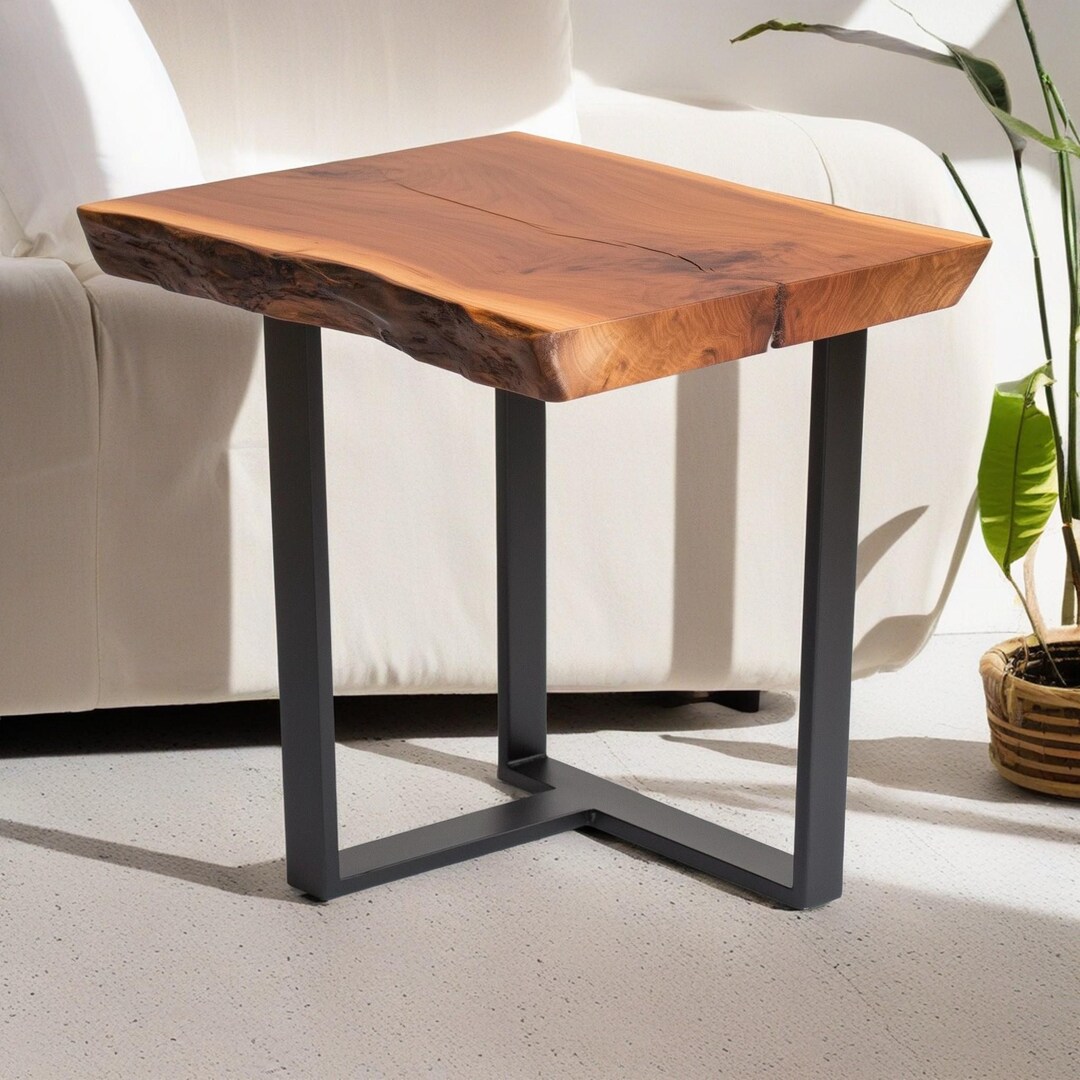 Live Edge End Table, Walnut End Table, Live Edge Handmade Furniture