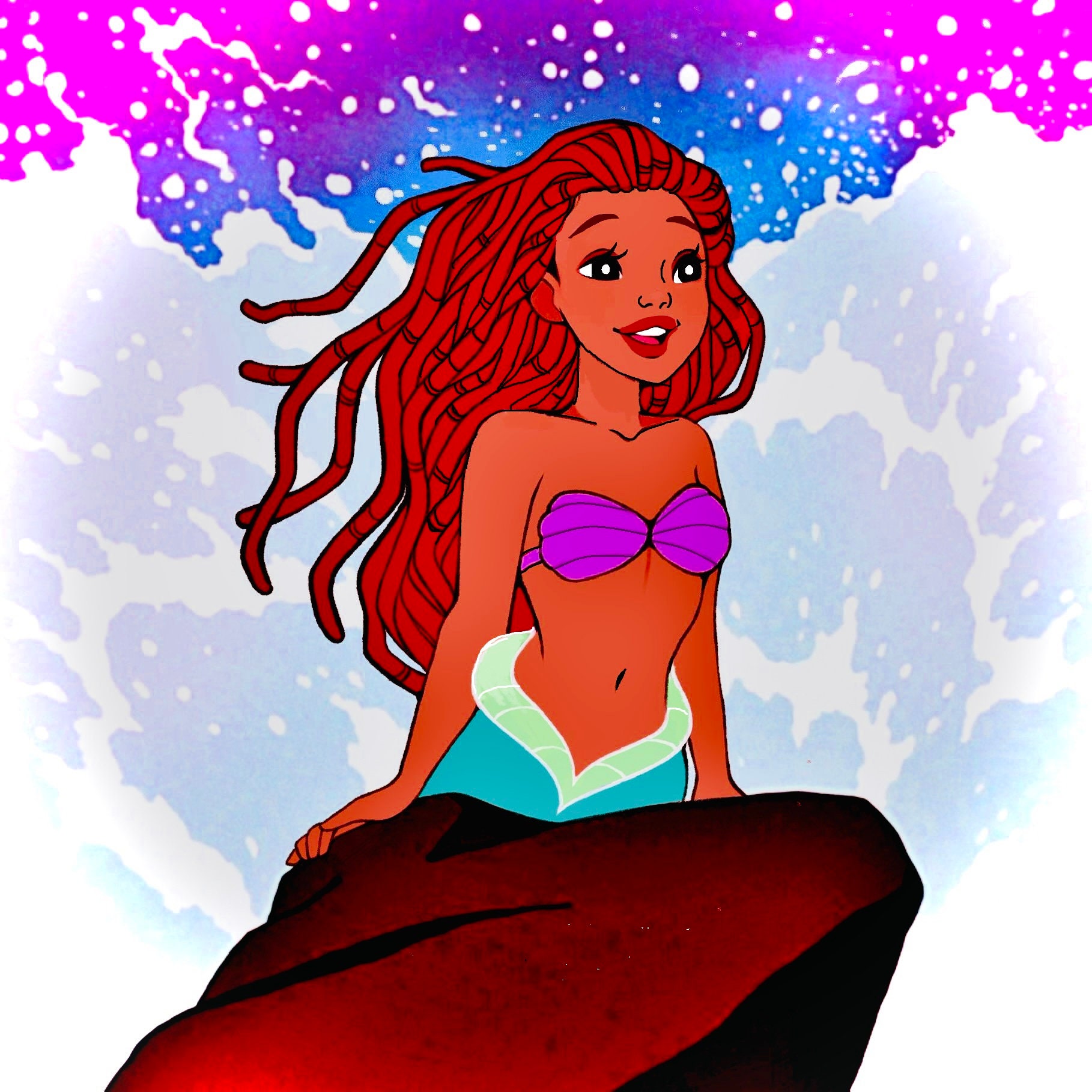 Black Little Mermaid Machine Embroidery Pattern Design Etsy