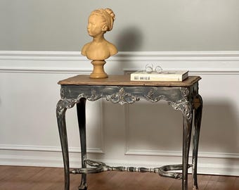 19th Century French Louis XV Style Paint Decorated Table in a Disressed Finish