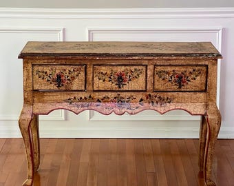 Antieke handgeschilderde consoletafel/serveertafel, Pennsylvania-Nederlandse stijl, ca. 1900