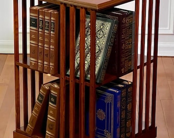 20th Century Italian Danner Style Revolving Hardwood Bookcase Table with Inlay