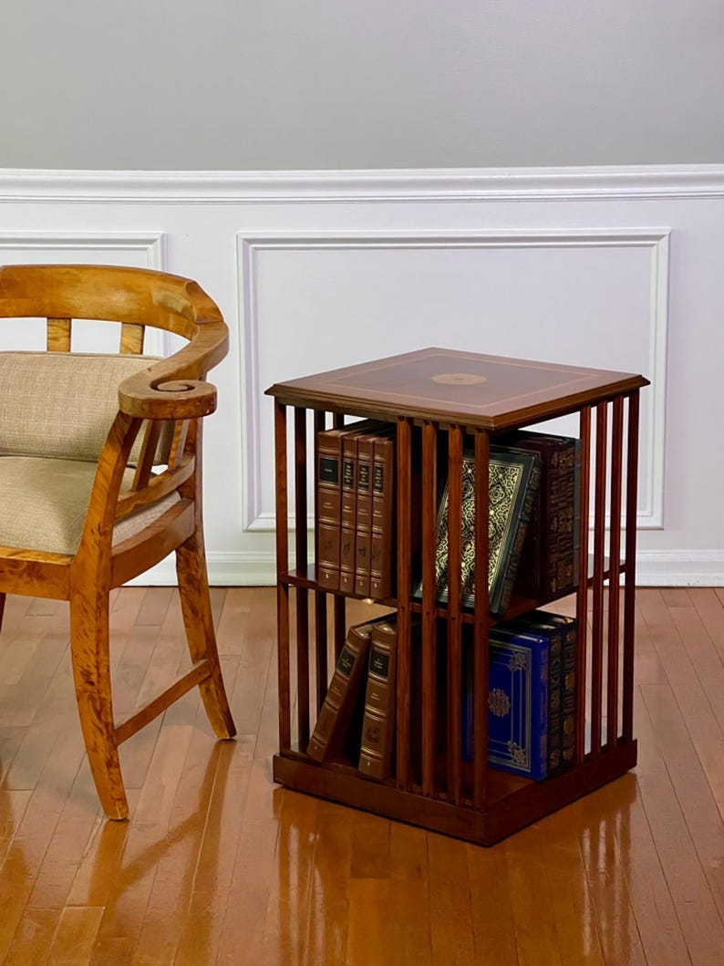 20th Century Italian Danner Style Revolving Hardwood Bookcase Table ...