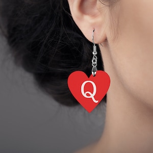 Queen Of Hearts Wooden Earrings, QOH Earrings, Raceplay Gift, Bleached, Bleachbunny, BWC, Interracial, White Owned, Colonized