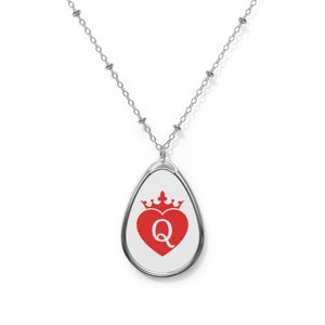Queen Of Hearts Crown Oval Necklace, QOH Necklace, Raceplay Gift, Bleached, Bleachbunny, BWC, Interracial, White Owned, Colonized