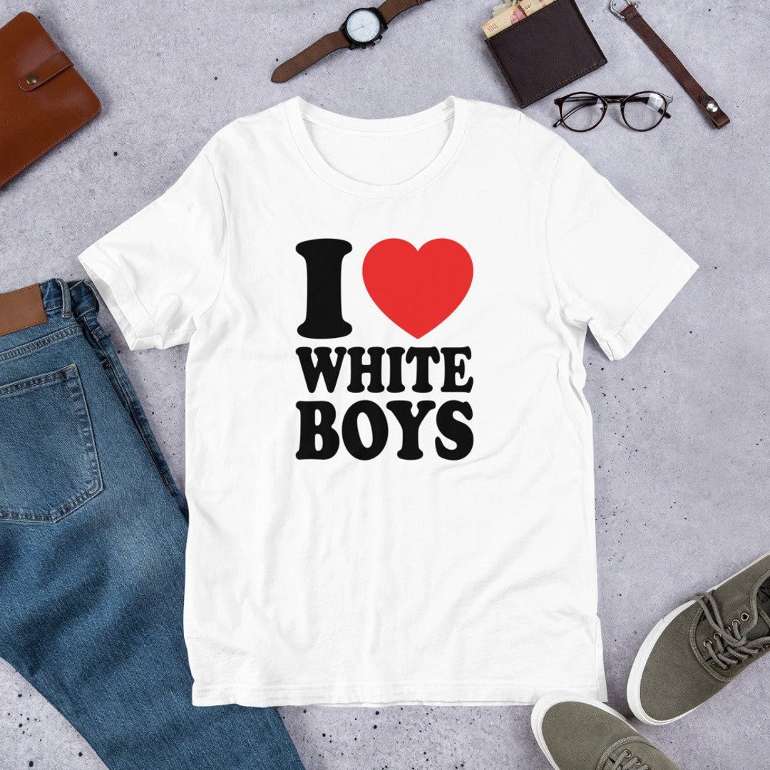 I Heart White Boys Tshirt, I Love White Boys Shirt, QOH Gift, Bleached