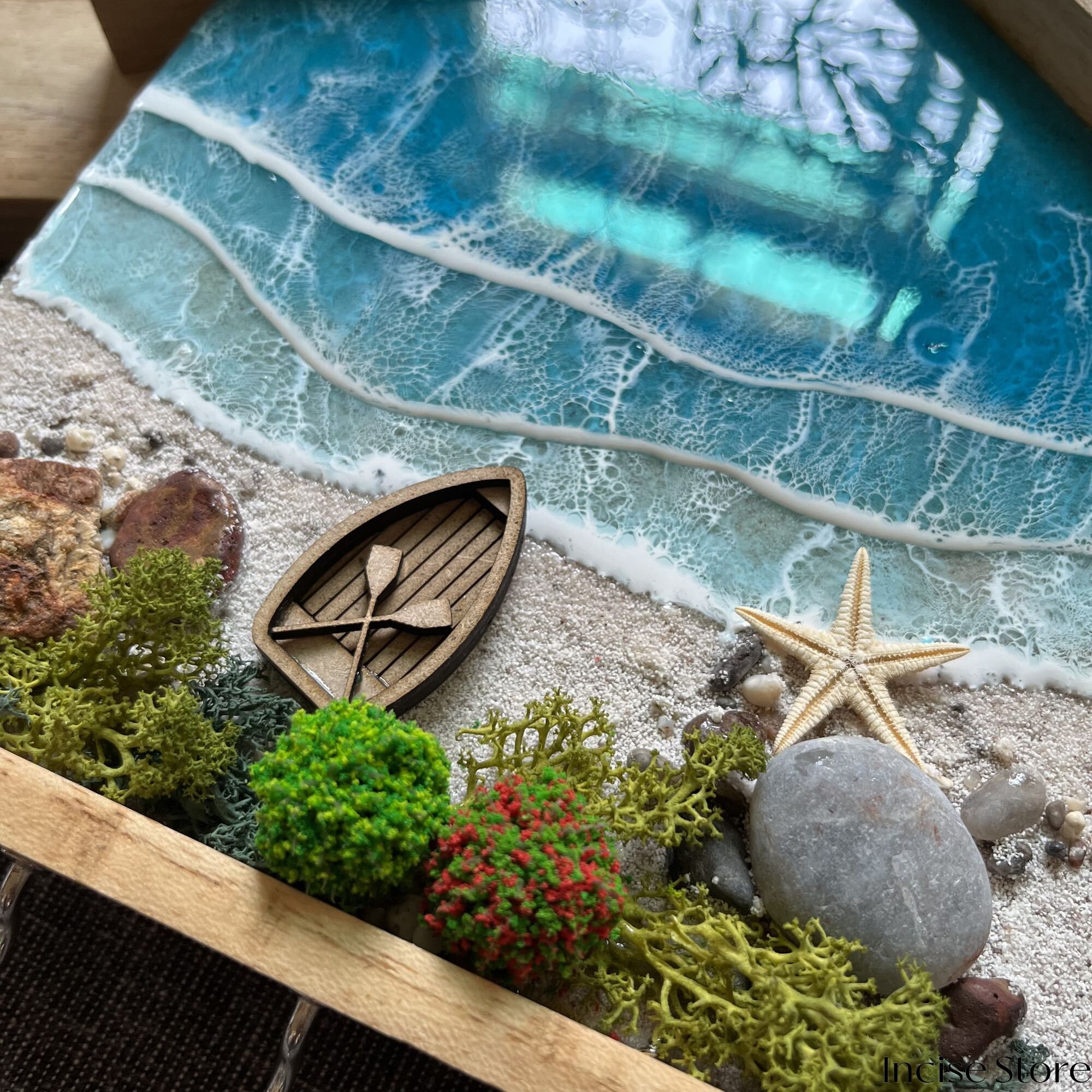 Personalized Resin Ocean Key Holder Handmade Beach Themed Key