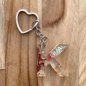 Custom Letter Initial Resin Keychain with or without names Personalized Keychain Different styles available image 8