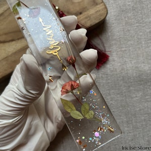 Handmade Resin Bookmark with dried pressed flowers and tassel, Personalized Bookmark for gifting, book lover gift image 10