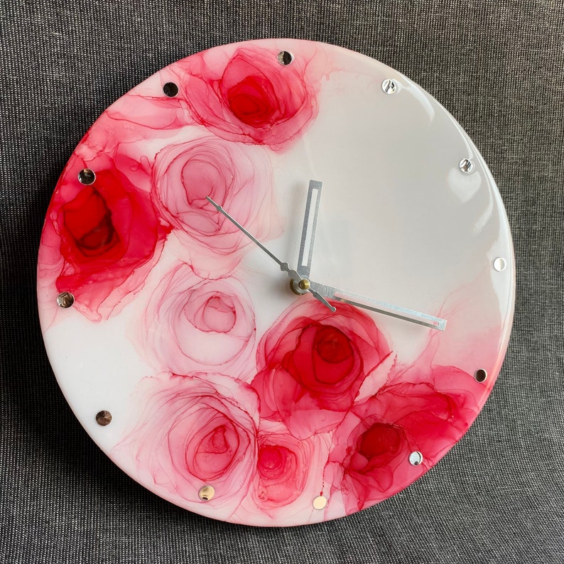 Resin Rose Wall Clock With Name Customizations on Clock Made Etsy