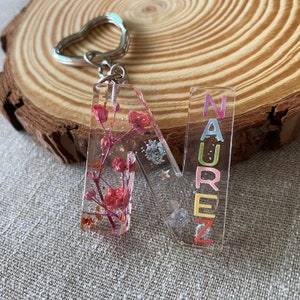Custom Letter Initial Resin Keychain with or without names Personalized Keychain Different styles available image 9