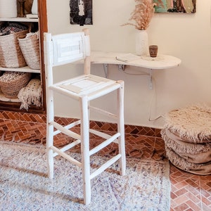 Moroccan Bar Stool High Chair Nylon Woven Wood 100 cm