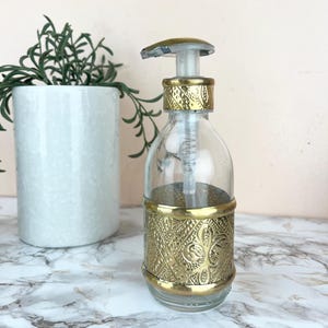 Elegant Handmade Brass Soap Pump – Rustic & Chic Design Engraved Bathroom Kitchen Ornate