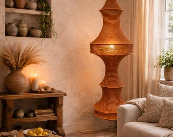 Gehaakte hanglamp *Selene* Handgemaakte, natuurlijk geweven boho-verlichting ZONDER ELEKTRICITEIT