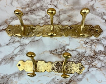 Handmade Hammered Brass Wall Hooks – Elegant Coat & Towel Rack (Multiple Sizes)