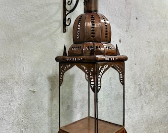 Handmade Rusted Iron Moroccan Wall Lantern: Vintage Moorish Sconce