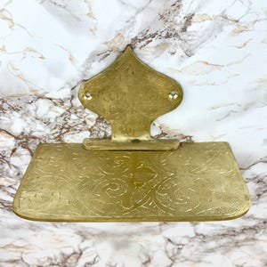 Handmade Solid Brass Wall Shelf: Engraved Boho Home Decor