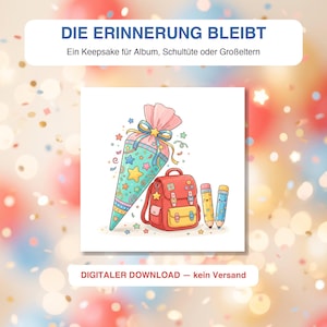 Mein erster Schultag Interview & Erinnerungsbogen, Einschulung Geschenk Erinnerung, Schulkind 2026, bunt + zum Ausmalen, A4 PDF Download