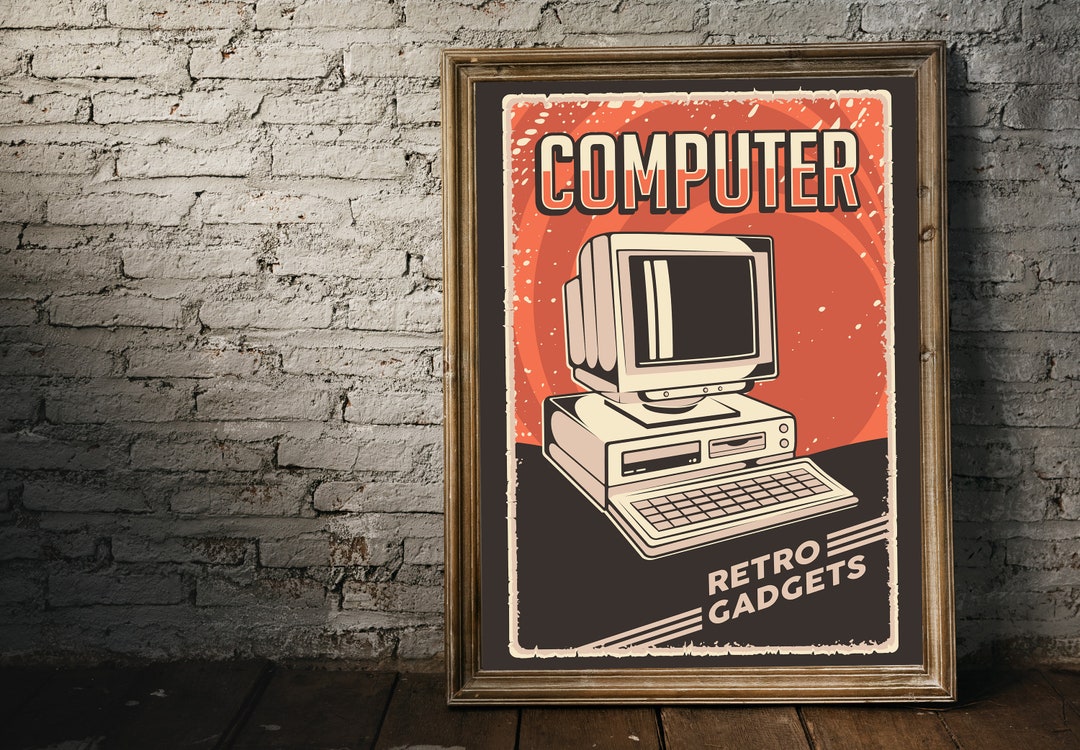 Vintage Computer, Vintage Poster, Tecnology Art, Gift for Tech Lovers ...