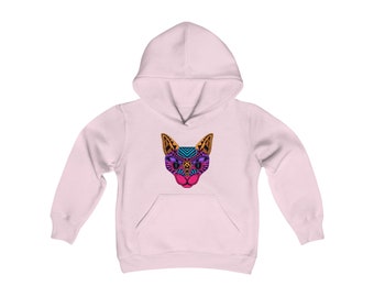 Youth Heavy Blend Hooded Sweatshirt Cat-Loving Comfort: Youth Heavy Blend Hooded Sweatshirt for Cozy Adventures"