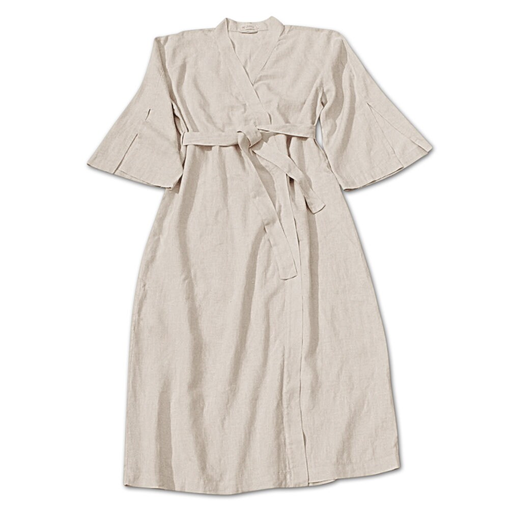 Womens Maxi Linen Robe Ladies Bath Robe Long Belted Robe Elegant Robe