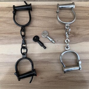 Antique Style Vintage look Iron Hand Forged Handcuffs with Key Collectible 2 PC-P138