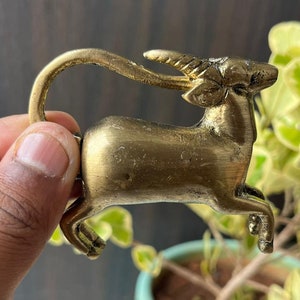 Old Vintage Brass Deer Shape Rare Tricky System Padlock With Long Key P75