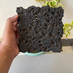 Blocco da stampa in legno per tessuti vintage dal bellissimo design floreale fatto a mano - P166