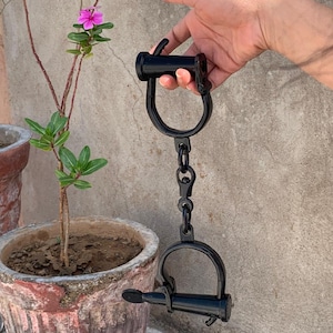 Antique Style Vintage look Iron Hand Forged Handcuffs with Key Collectible - P137
