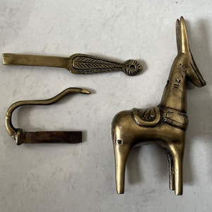 Old Vintage Brass Deer Shape Rare Tricky Padlock With Long Key P69