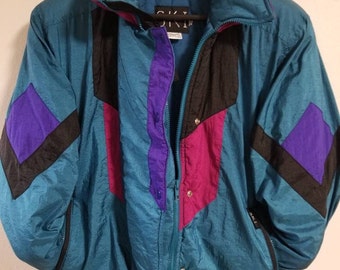 90's SKI brand puffy block print ski jacket
