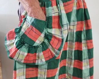 apron vintage green and orange