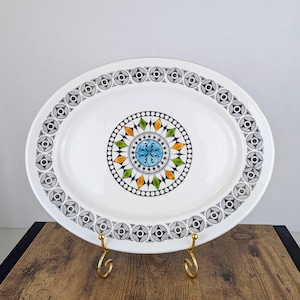 Kathie Winkle Roulette Platter: Mid-Century Modern Broadhurst Ironstone Serving Dish