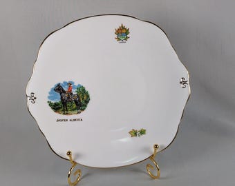 Vintage Duchess Bone China RCMP Mountie Plate Jasper Alberta Canada Souvenir Gold Trim England