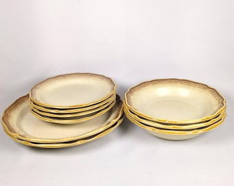Mikasa Whole Wheat Stoneware Set E8000 Japan 1970s Plates Bowls