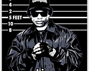 Eazy-E Sticker, Str8 Off Tha Streetz of Compton, N.W.A., West Coast Rap, Eazy-Duz-It, Boyz N Tha Hood, Pair (2) of Stickers