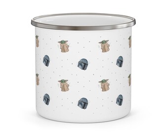 Mandalorian and baby Yoda Enamel Camping Mug