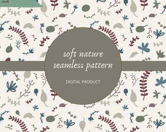 Floral Seamless Pattern: Hand-Drawn Nature Design (JPG and PNG)