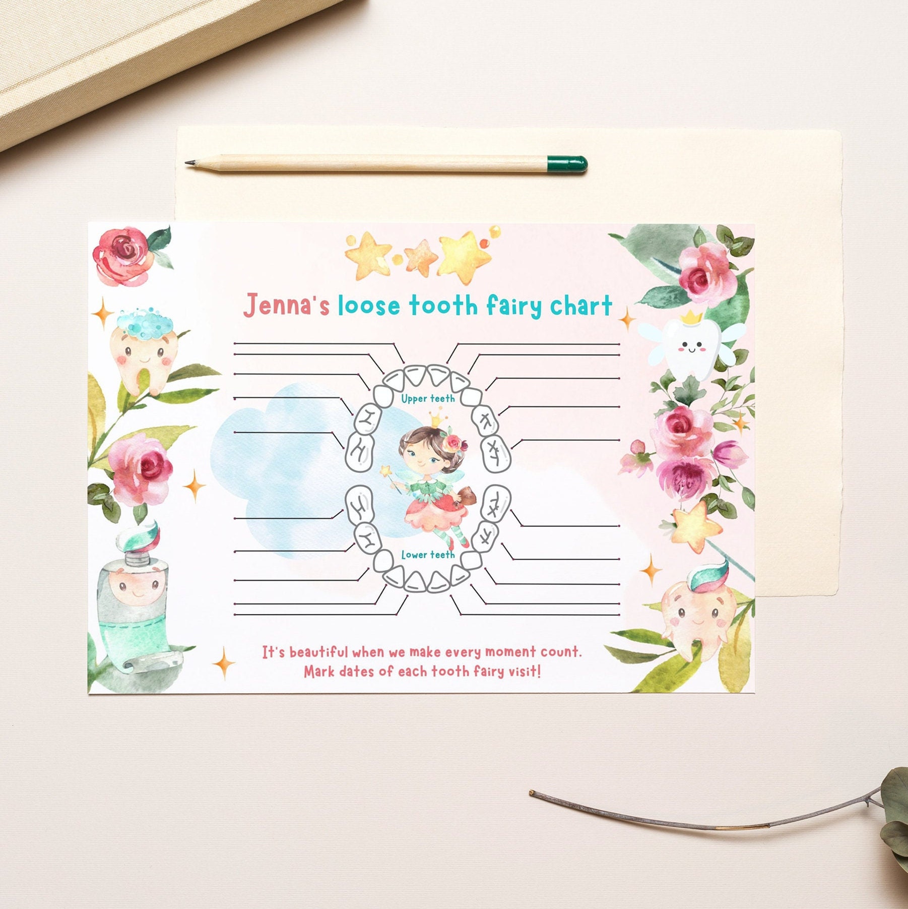 Editable Tooth Chart / Tooth Record Chart / Milk Tooth Chart / Etsy