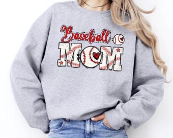 Bluza baseballowa dla mamy, okrągły dekolt z grafiką w stylu vintage, odzież na mecz, koszulka sportowa dla mamy