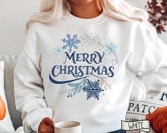 Bluza z kapturem „Wesołych Świąt”, niebieski, świąteczny, z okrągłym dekoltem w kształcie płatka śniegu