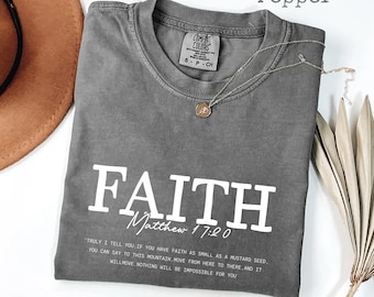 Koszulka Faith Matthew 17:20, koszulka chrześcijańska Comfort Colors
