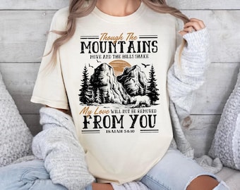 Isaiah 54:10 Christian T-Shirt, Mountain Graphic Tee