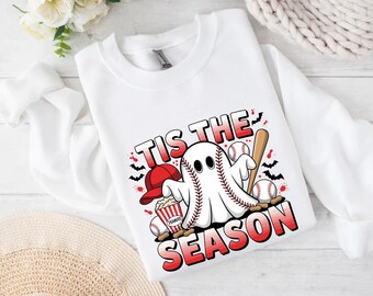 Sudadera extragrande retro de béisbol de Halloween con fantasma